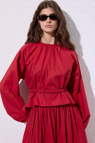 Tie Detail Cropped Blouse Red