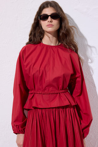 Tie Detail Cropped Blouse Red