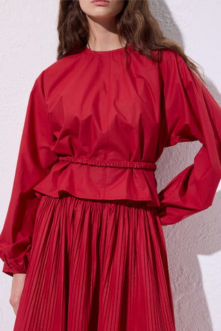 Tie Detail Cropped Blouse Red