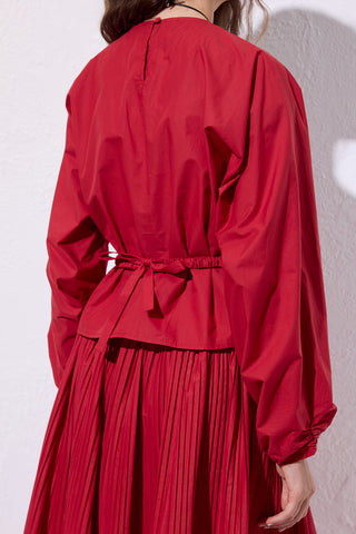 Tie Detail Cropped Blouse Red