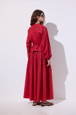 Tie Detail Cropped Blouse Red