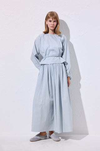 Tie Detail Cropped Blouse Blue