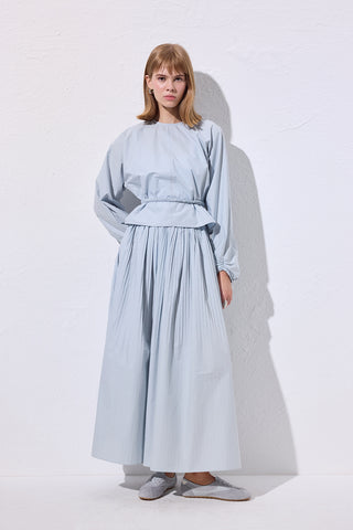 Tie Detail Cropped Blouse Blue