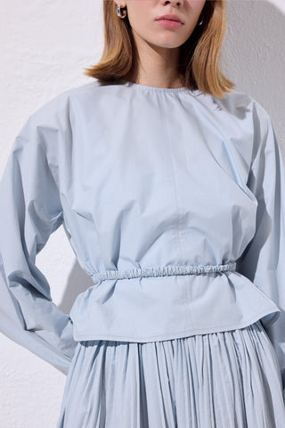 Tie Detail Cropped Blouse Blue