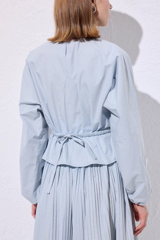 Tie Detail Cropped Blouse Blue