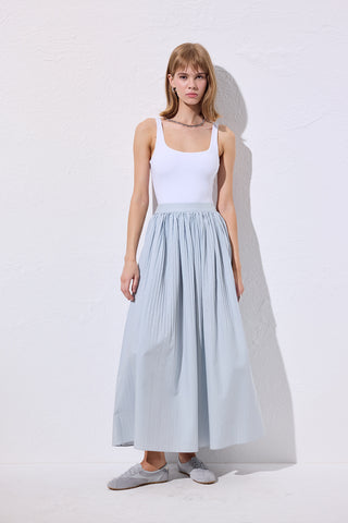 Pleated Wide Skirt Blue