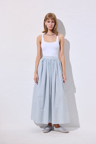 Pleated Wide Skirt Blue