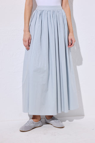 Pleated Wide Skirt Blue