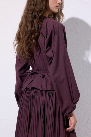 Tie Detail Cropped Blouse Damson