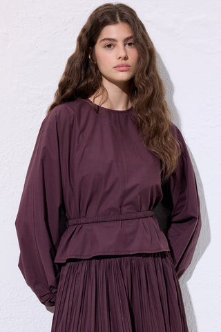 Tie Detail Cropped Blouse Damson