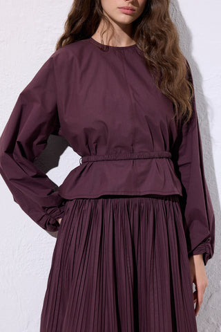 Tie Detail Cropped Blouse Damson