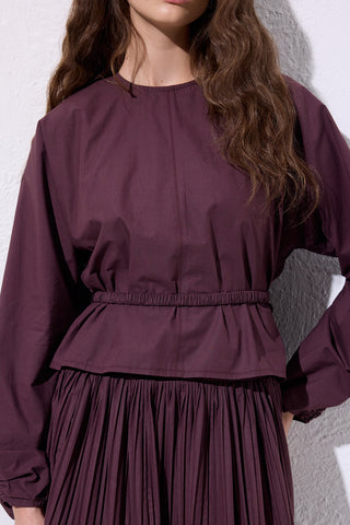 Tie Detail Cropped Blouse Damson