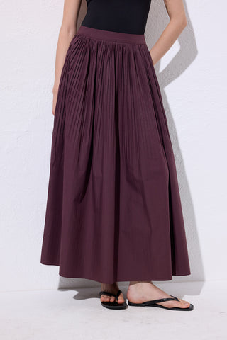 Pleated Wide Skirt Damson