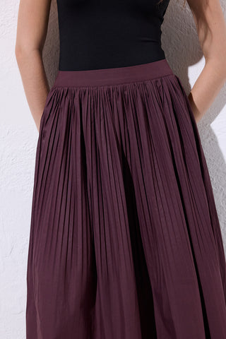Pleated Wide Skirt Damson