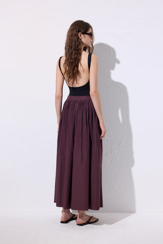Pleated Wide Skirt Damson