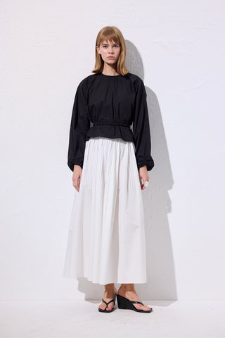 Pleated Wide Skirt Ecru