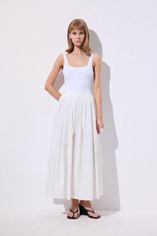 Pleated Wide Skirt Ecru
