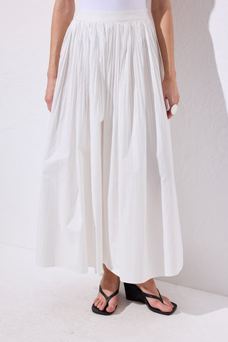 Pleated Wide Skirt Ecru