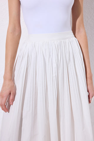 Pleated Wide Skirt Ecru