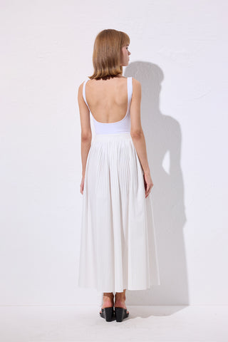 Pleated Wide Skirt Ecru