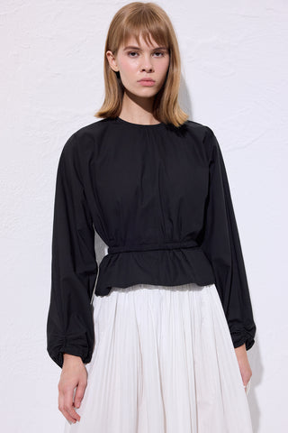 Tie Detail Cropped Blouse Black