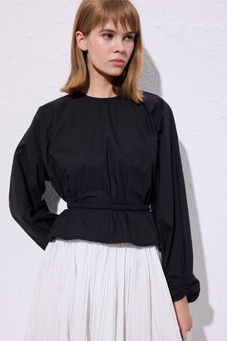 Tie Detail Cropped Blouse Black