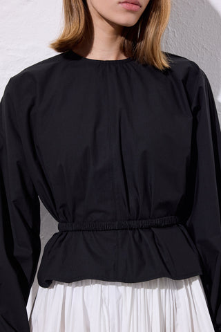Tie Detail Cropped Blouse Black