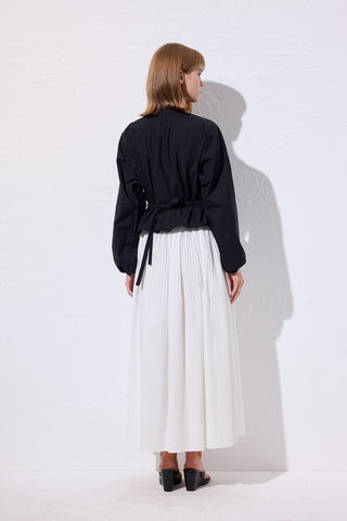 Tie Detail Cropped Blouse Black