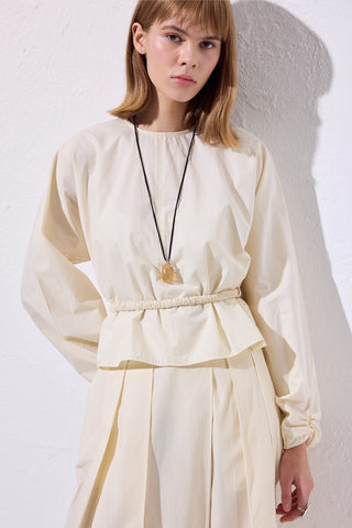 Tie Detail Cropped Blouse Vanilla