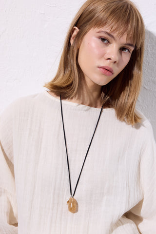 Muslin Gathered Waist Dress Ecru