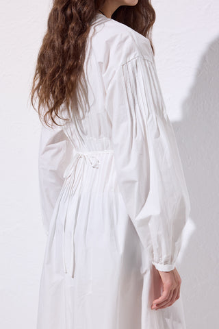 Pleated Waist Dress Ecru
