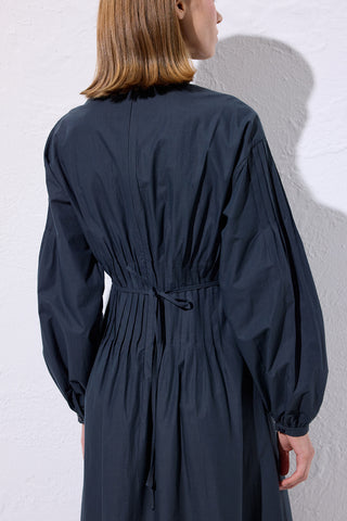 Pleated Waist Dress Navy Blue
