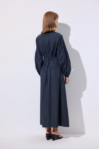 Pleated Waist Dress Navy Blue