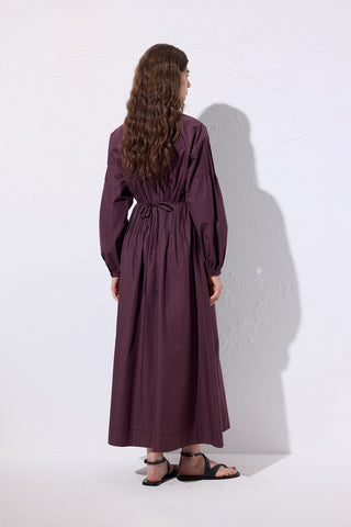 Pleated Waist Dress Damson