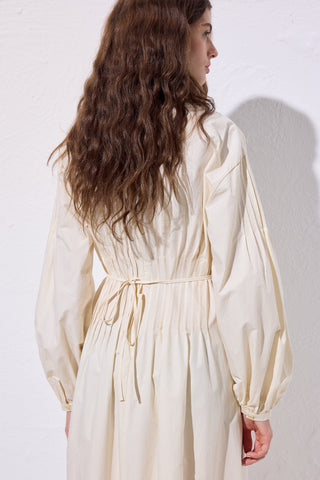 Pleated Waist Dress Soft Yellow