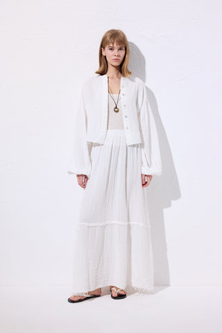 Layered Muslin Maxi Skirt Ecru