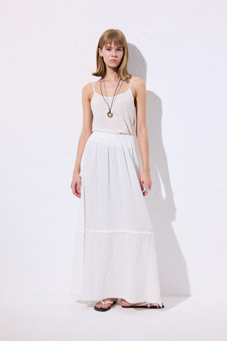 Layered Muslin Maxi Skirt Ecru