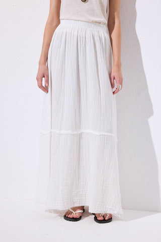 Layered Muslin Maxi Skirt Ecru