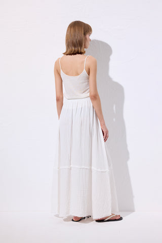 Layered Muslin Maxi Skirt Ecru