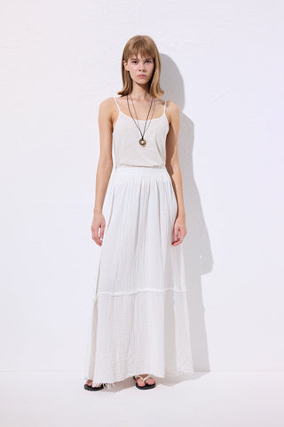 Layered Muslin Maxi Skirt Ecru