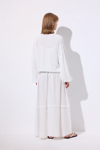 Muslin Puff-Sleeve Crop Blouse Ecru