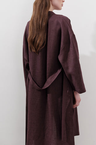 Linen Belted Long Tunic Damson
