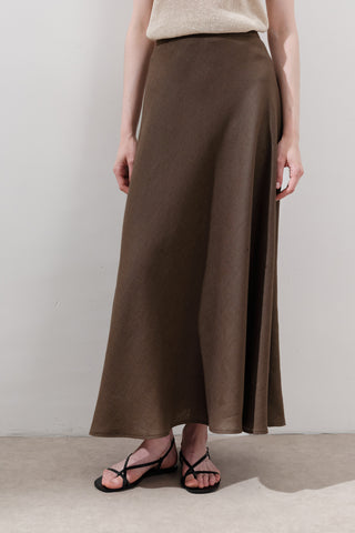 Linen Stitch Detail Skirt Dusty Brown