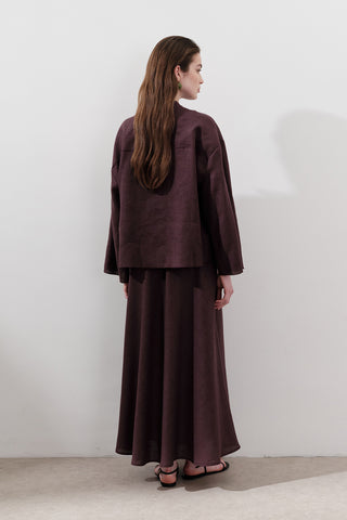 Linen Tie-Front Blouse Damson