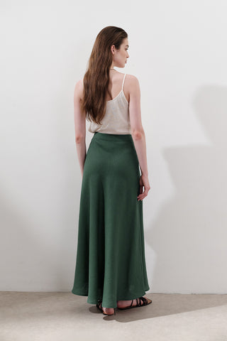 Linen Stitch Detail Skirt Teal