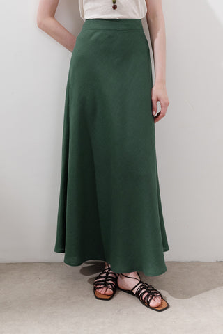 Linen Stitch Detail Skirt Teal