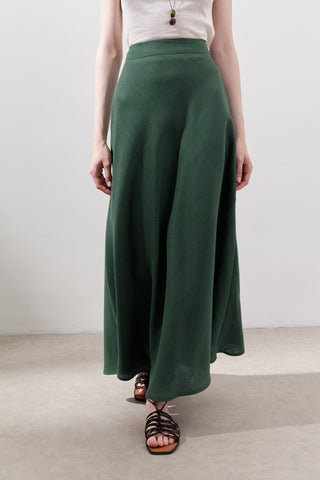 Linen Stitch Detail Skirt Teal