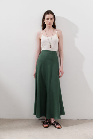 Linen Stitch Detail Skirt Teal