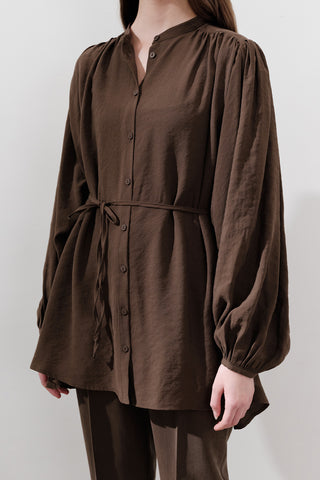 Tencel Gathered Tunic Brown