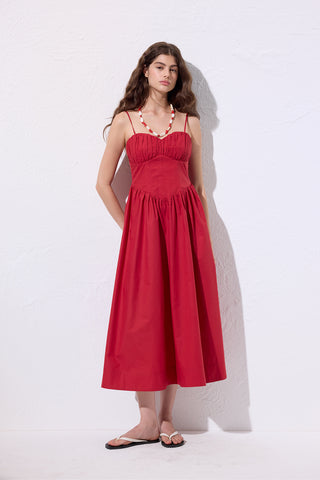 Ruched Corset Dress Red